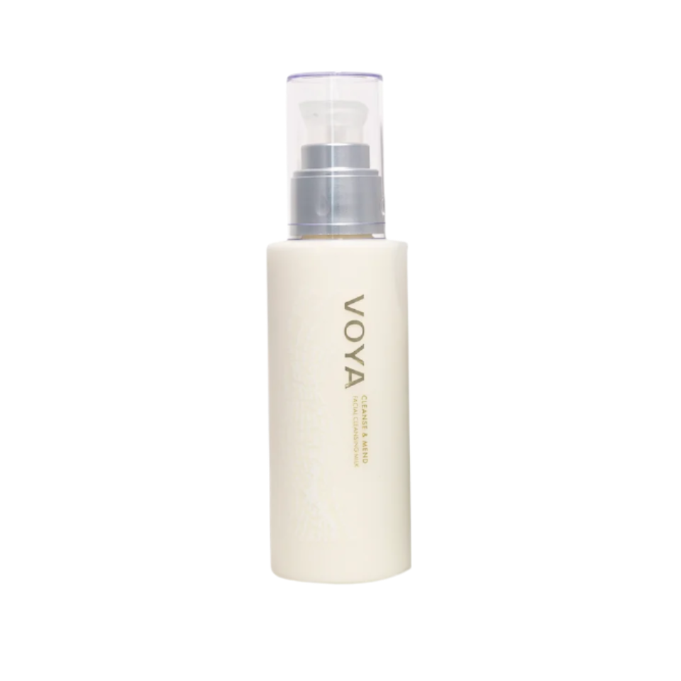 VOYA Cleanse and Mend is a luxurious, silky smooth, velvety facial cleansing milk in pump bottle with clear lid