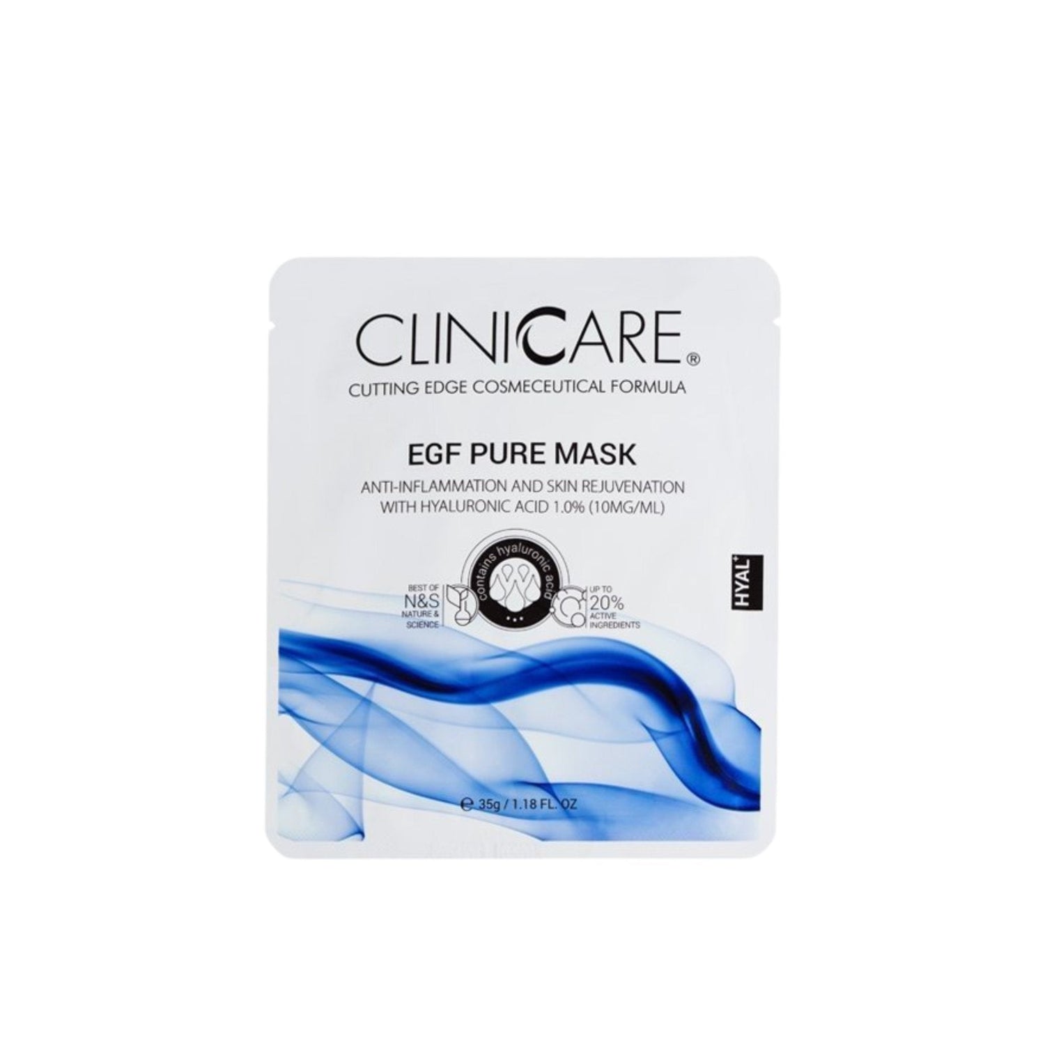 theskinbay.co.uk CLINICCARE EGF PURE mask Cliniccare Acne/Blemish Prone Face Masks Hyaluronic Acid Post Procedure Rosacea & Redness Sensitive Skin Skincare Sun Damaged Teenage Skin Vegan