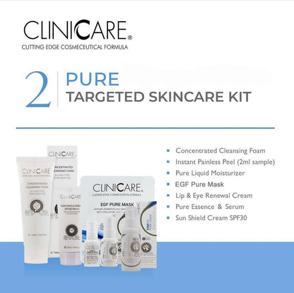 theskinbay.co.uk CLINICCARE Pure Complexion Clearing Kit 90 Day Plan (Vegan) Cliniccare Acne/Blemish Prone Rosacea & Redness Sensitive Skin Sun Damaged Targeted Skincare Kits Teenage Skin Vegan