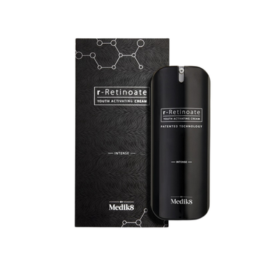 Black r-Retinatoe packaging with Medik8 branding 