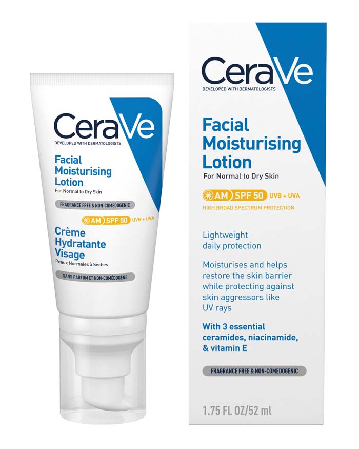 CeraVe AM Facial Moisturising Lotion SPF 50 52ml – front view