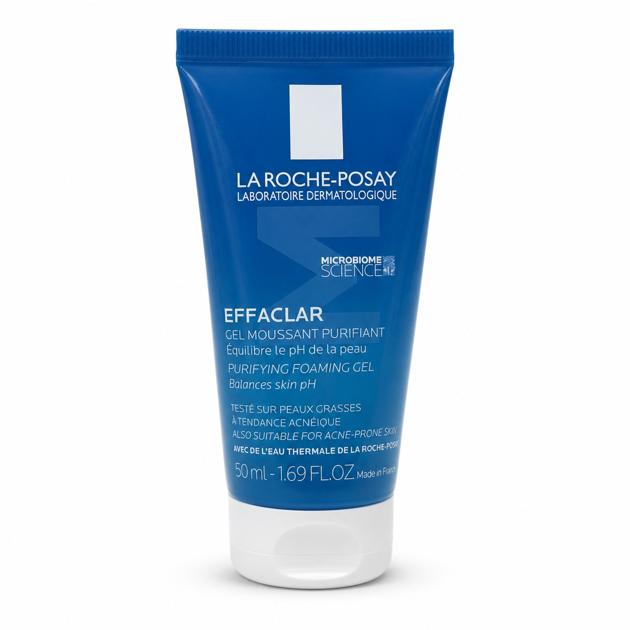 La Roche-Posay Effaclar Purifying Foaming Gel 50ml, complimentary gift size, gentle foaming cleanser for oily and acne-prone skin.
