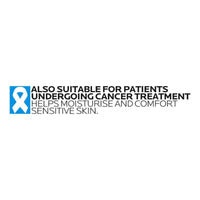 Text indicating product suitability for patients undergoing cancer treatment on a white background