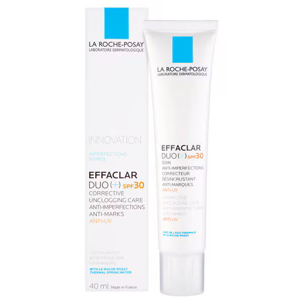 La Roche-Posay Effaclar Duo+ SPF30 skincare product on a white background