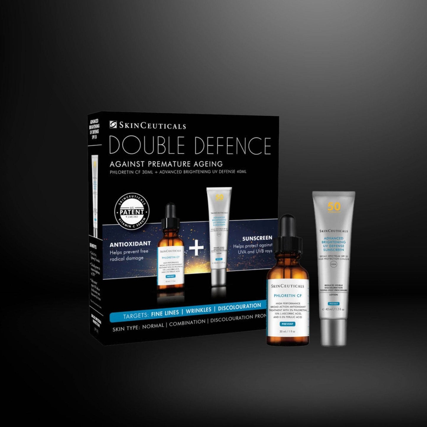 theskinbay.co.uk SkinCeuticals Double Defence Phloretin CF Kit for Combination and Discolouration-Prone Skin, Worth £190 SkinCeuticals Antioxidant Vitamin C Serums Gift Sets SkinC SPF SPF